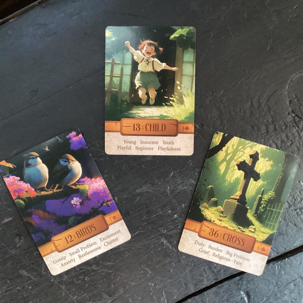 LENORMAND ORACLE DECK CARDS ANIME STYLE FORTUNE TELLING